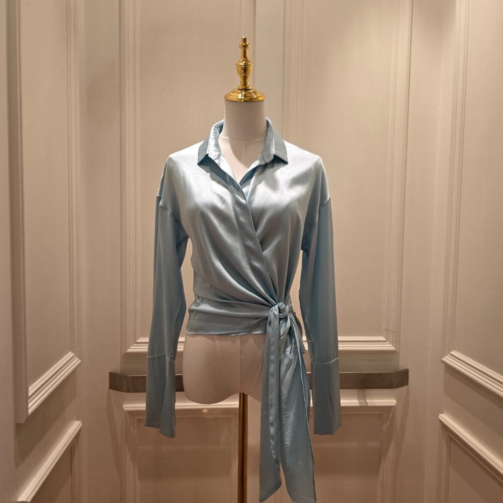 Gisele Top - Light Blue Silk